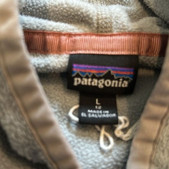 Patagonia Gray and Pink Fleece Jacket with Hood large - Picture 3 of 7